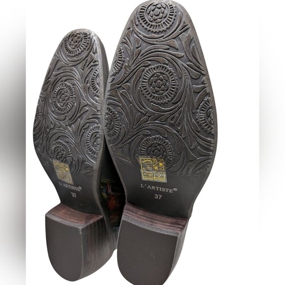 Rodeoqueen Leather Floral Print Velvet Studded Tall Western Boots ..Sz.37(6.5-7) - Picture 12 of 12